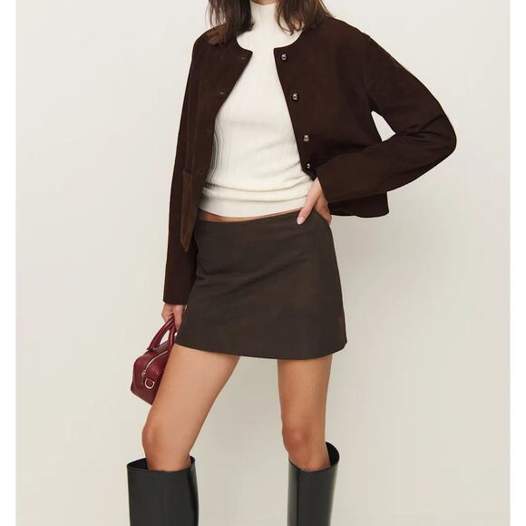 Reformation Veda Reed Leather Jacket Mole Suede - Picture 13 of 13